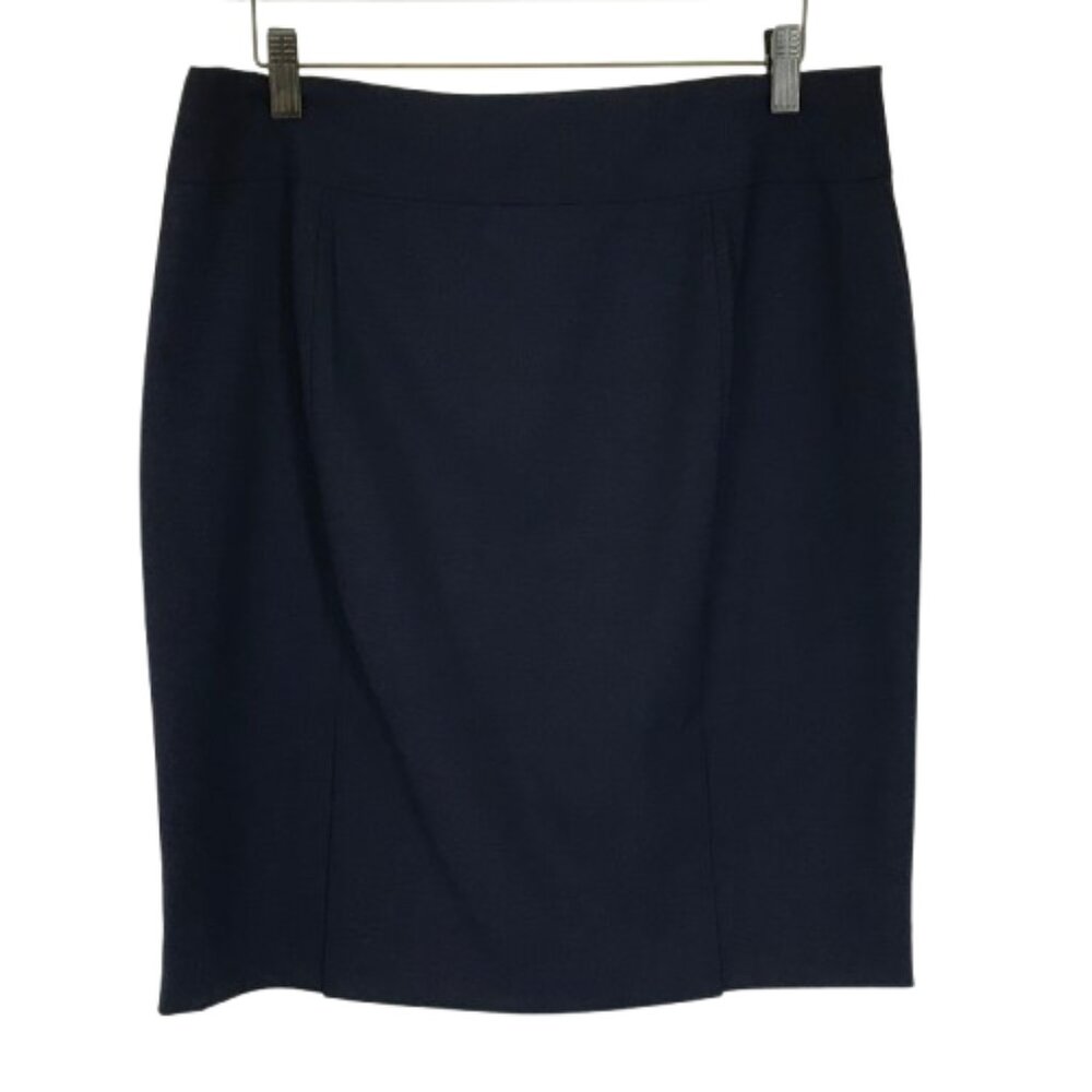 NWT Womens Size 10 Banana Republic Navy Blue Stretch Wool Penci Skirt NEW